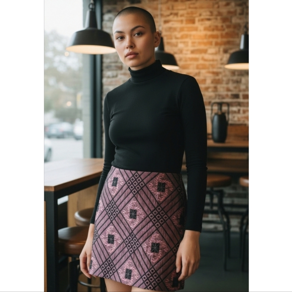 Vintage 90s Y2K Mini Skirt Size XXS Pink Black Schoolgirl Whimsigoth Mall Goth‎